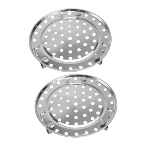 BEBEMOKO 2pcs Stainless Steel Round Steamer Rack Legged Steamer Stand Detachable Feet Steaming Basket for Cooking Suitable for Gas Electric Stoves