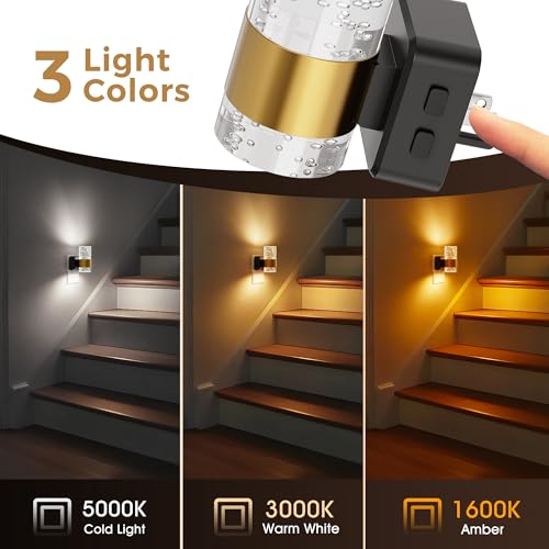 Image of Night Lights Plug into Wall 2 Pack, Dimmable Night Light with Dusk-to-Dawn Light Sensor, Soft White /Cool White /Amber 3 Light Color, Adjustable Brightness, Rotatable plug, Bubble Nightlight for Hallway
