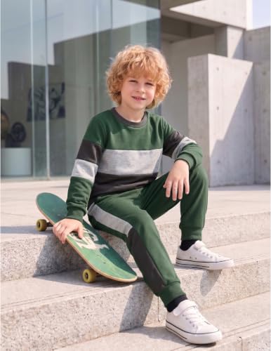Image of Boys Clothes Color Block Sweatshirt and Pants 2Pcs Boy Sweatsuit