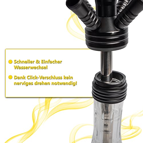 Black Series Shisha 4 Anschlüsse Set (Diffusor, Kopf mit Sieb & Schnellverschluss) - Glas Bowl Alu Shisha 4 Schlauch… – Bild 6