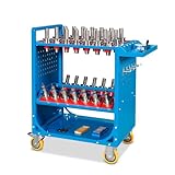 USA Stock CNC Tool Rack,CNC Tool Cart with Locking Wheels -CAT40/BT40 Taper Tool Holder Trolley, Fits 35 Tools - Industrial Workshop & Garage Organization (Blue)