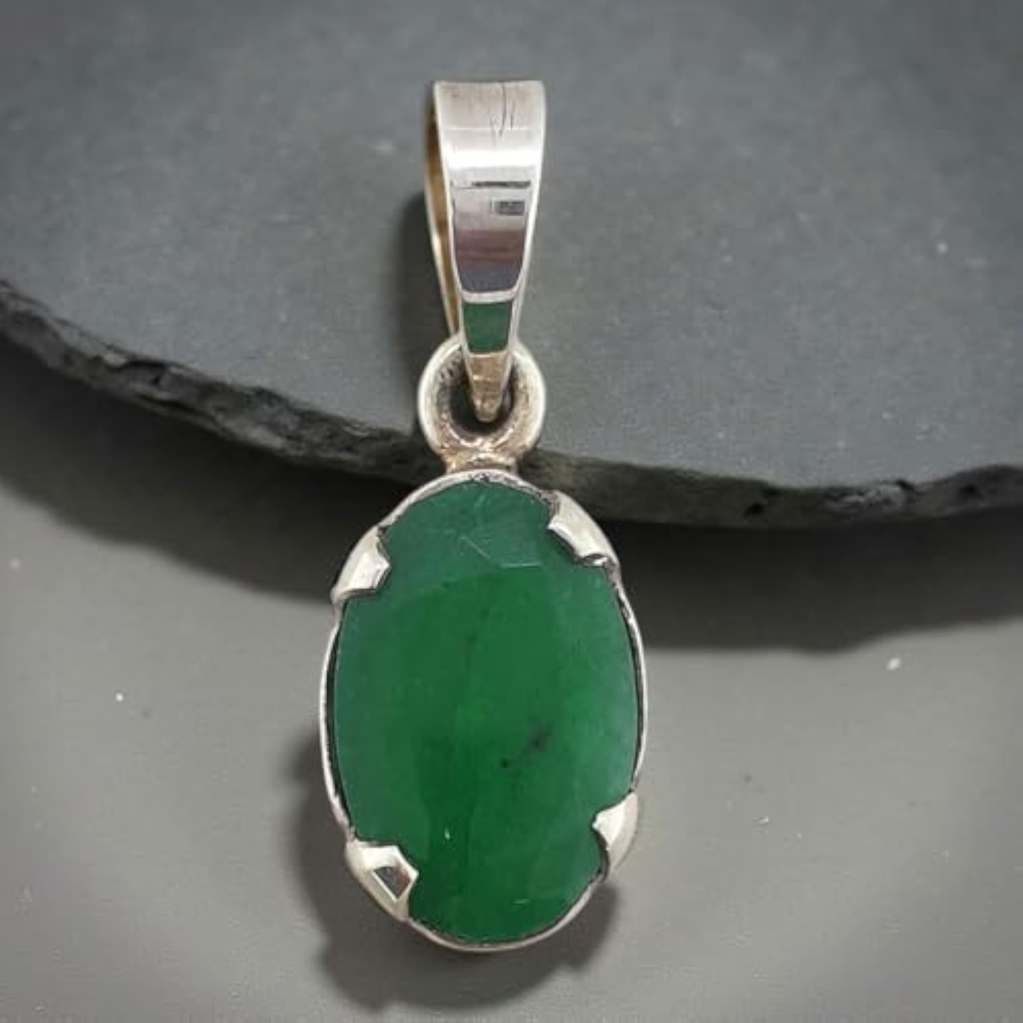 925 Sterling Silver Evil Eye Pendant, 8.50 Ratti Natural Panna
