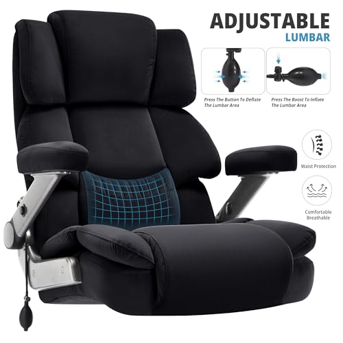 Fabric 700lbs Big and Tall Office Chair-Large Computer Chair with Adjustable Lumbar Support 3D Flip Arms Plus Size Wheels, High Back Executive Desk Chair, Heavy Duty Metal Base, Thick Padded Wide Seat - Image 4