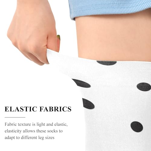 Small Black Polka Dots White Thigh High Socks Long Boot Stockings Elastic Knee High Socks for Women Leg Warmers4