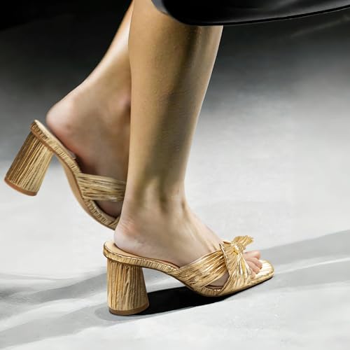 Women's Bow Kitten Heels Block Low Heeled Sandals Square Open Toe Wedding Shoes4