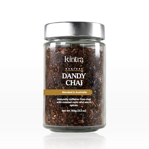 Kintra Foods Loose Leaf Dandy Chai Herbal Tea Jar, 150g | Dandy Blend Instant Herbal Beverage with Dandelion | Spiced Dandelion Root Herbal Infusion, Warming & Digestive Support Blend | Caffeine Free Herbal Tea, No Additives, No Sugar