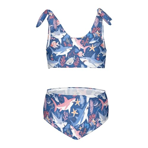 Wusikd Sharks Starfish Girls Swimsuits Two Piece Corals Swimwear Bikini Set for for Girls Size 3T