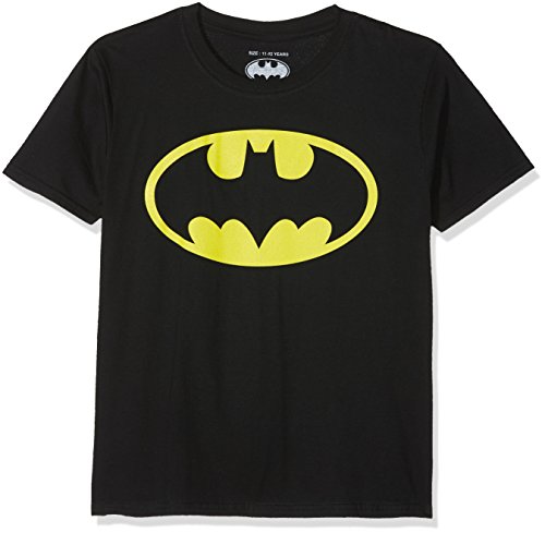 DC Comics Batman Logo T-Shirt, Nero, 7-8 Anni (128/130 cm-L) Ragazzo