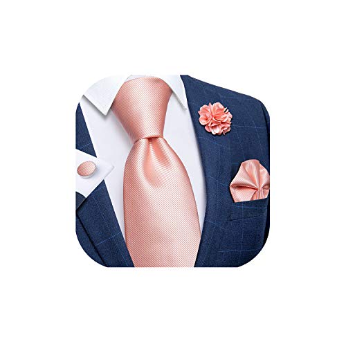 Image of DiBanGu Silk Ties for Men Necktie and Lapel Pin Brooch Set Formal Woven Paisley Plaid Striped Solid Tie Wedding Party