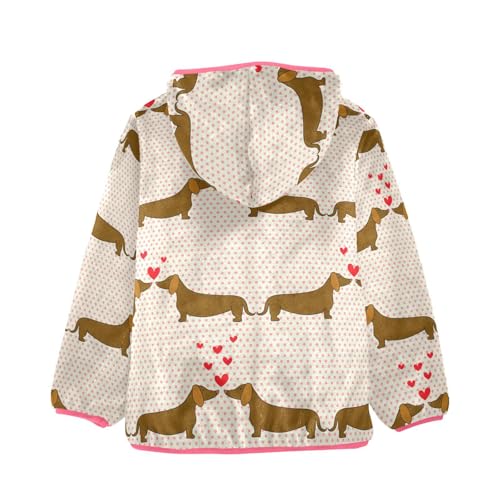 OTVEE Valentine Dachshund Dogs Kids Hoodie Jacket Fall Spring Full Zip Warm Outwear Coat2