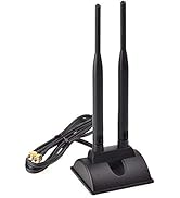 TECHTOO WiFi Antenna Dual Band 2.4GHz - 5.8GHz with RP-SMA Connector Magnetic Base for Wireless N...