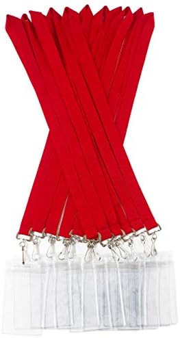 YOYOGO 12 Pack Cruise Lanyard with Waterproof ID Card Holder, Colorful Solid Color Durable Lanyard with Badge ID Holder for Badge Card and Carnival Sail (Red)