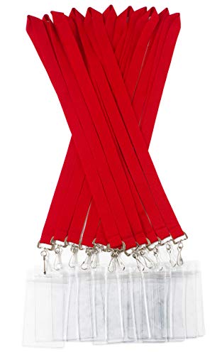 Yoyogo 12 Pack Cruise Lanyard With Waterproof Id Card Holder, Colorful Solid Color Durable Lanyard With Badge Id Holder For Badge Card And Carnival Sail (Red) #TOP2