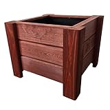 HolzGarden Pflanzkübel Holz Rechteckig 40x32x40 cm Imprägniert Farbe Rot Wetterfest Blumenkasten Blumentopf Groß Außen Balkon Garten Pflanzkasten Outdoor 23l Serie Flora
