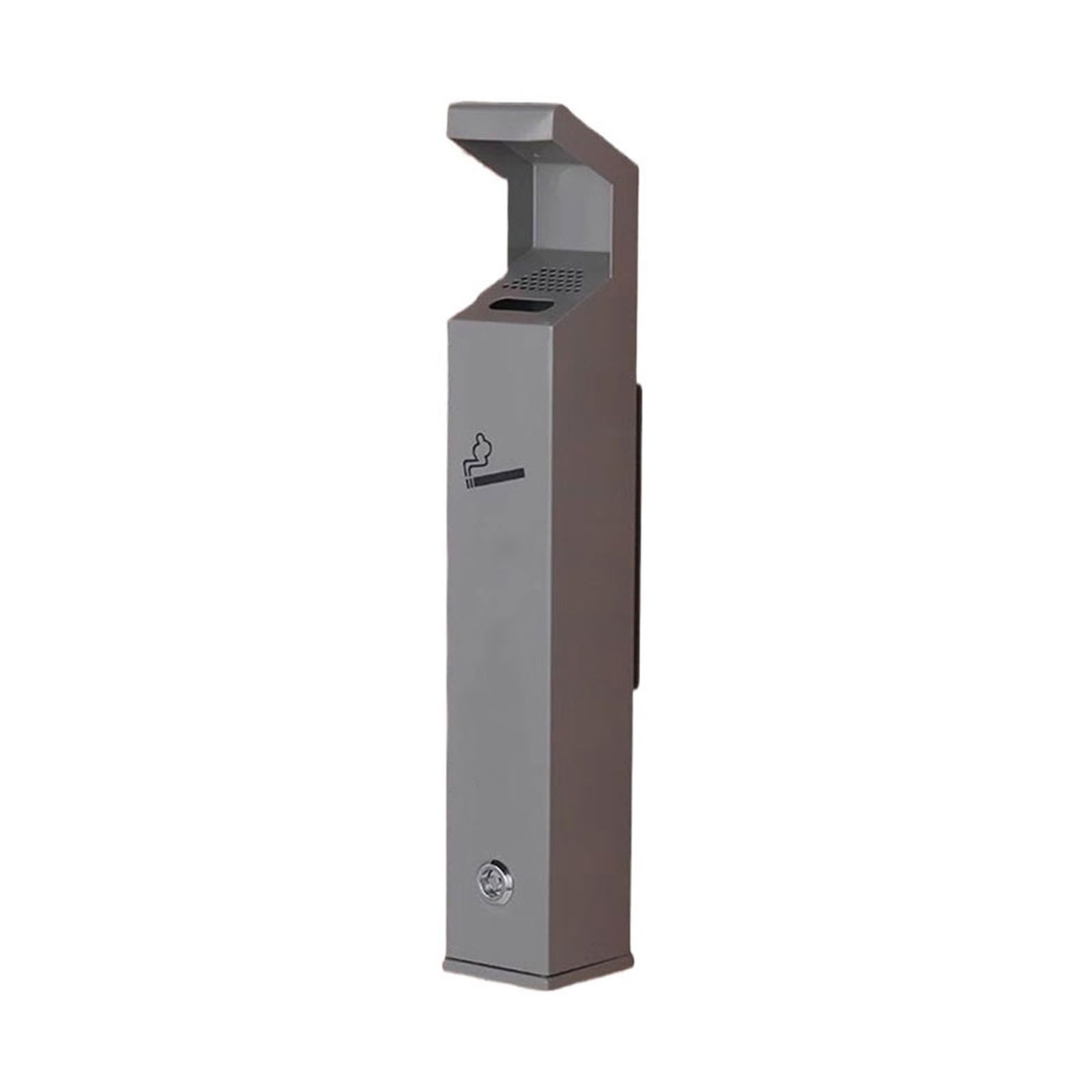 Stand ashtray Wall Mounted Rainproof Ashtray Outdoor Public Iron Baked Ename Ash Column Pillar(Gris)