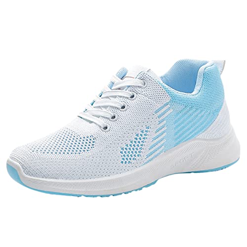 Zapatillas de Mujer Blancas Elegantes Casual Adelgazar Paseo Blancas Vintage Zapatillas Running Moda Zapatos Ortopédicos Ortopédicos Air Cojín Zapatos Zapatos Caminata, azul claro, 40 EU
