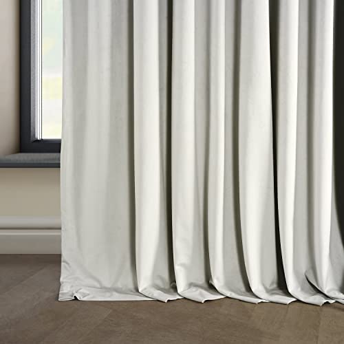 Image of HPD Half Price Drapes Signature Plush Extra Wide Velvet Blackout Curtains for Bedroom (1 Panel),100W X 96L Hotel Black Out Curtains for Living Room, Thermal Insulated Blackout Curtains, Misty White