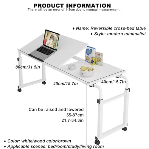 Table pour lit extensible cadre métallique robuste et bureau d'ordinateur à roulettes - 2