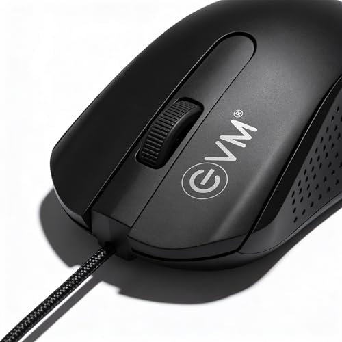Image of EVM Wired Office Mouse USB | 1000 DPI Optical Mouse | Ergonomic Anti-Slip Computer Mouse for Laptop PC | Smooth Tracking | Plug & Play | 1 Year Warranty (M081)