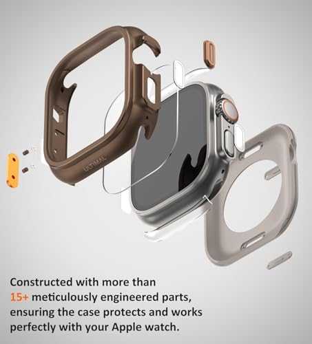 Image of ULTIMAL Metal Case Compatible with Apple Watch Ultra 3 /2 /1 49mm with Back Cover, Military Grade Shockproof Protective Case, Rugged Cover for iWatch 49mm (Brown)