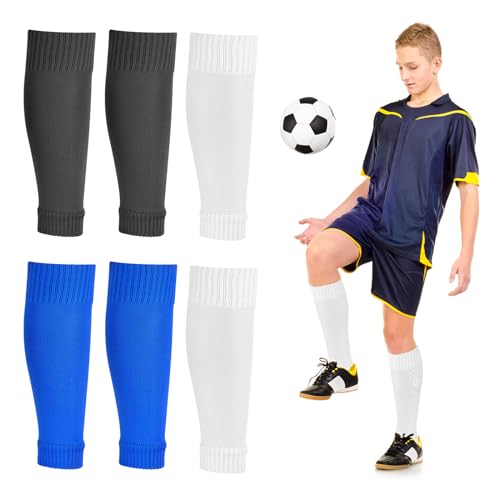 Peaken Football Sock Sleeve, 3 Pair Team Leg Sock Black Sock Sleeve Football for Football Running or Training Beginner (Kids
