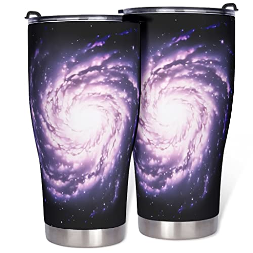 Rosa Galaxie - Taza térmica de acero inoxidable con doble pared aislada al vacío, taza de café con tapa, a prueba de…