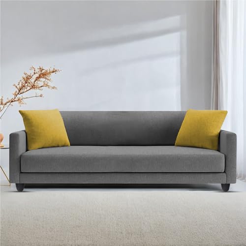 Image of Casaliving Dominic 3 Seater Sofa Set for Living Room (Dark Grey Fabric) Premium Fabric Sofa