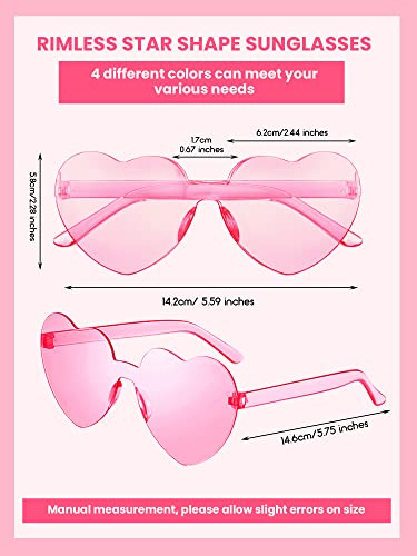 Dunzy 100 Pairs Heart Shaped Sunglasses Rimless Heart Sunglasses Candy Color Eyewear Party Wedding Glasses2