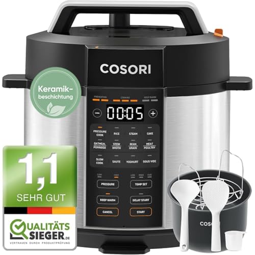 COSORI Schnellkochtopf, Keramikbeschichtung, 9-in-1, Multikocher mit 14 Funktionen, Pressure Cooker...