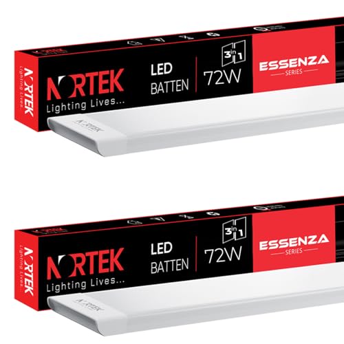 Image of Nortek Essenza 72 WATT 4CCT LED Tubelight / 4 feet LED Batten - 3 in 1 Colour (Warm, Natural, Cool Day Light) Bright Light for Living Room & Bedroom, Shops, Showrooms - Pack of 2
