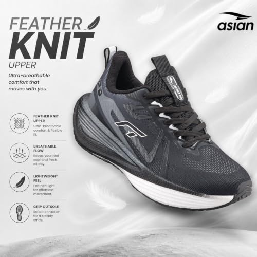 Image of ASIAN Hypercushion Carbon-10 Men's Running Shoes | Carbon Plate Technology, Breathable Knit Upper, Memory Foam Cushioning for Running, Training