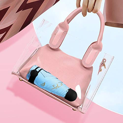 Mini vijfvoudige zon-, regen- en parasoltas paraplu zwarte lijm, bescherming tegen de zon en uv-bescherming vrouwen vouwen zonneparaplu - automatisch UV-wit - Image 5