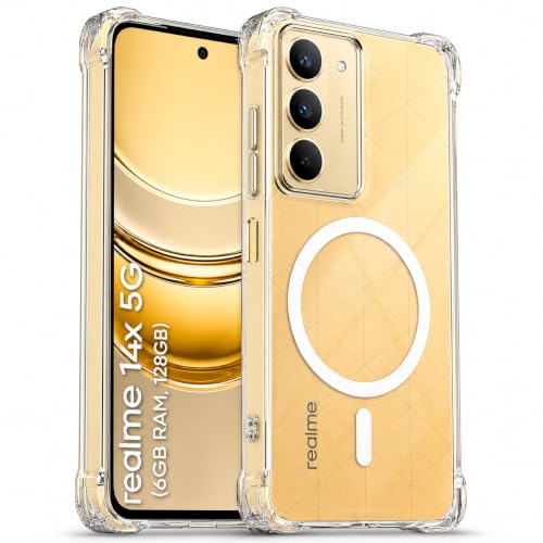 Image of Transparent Back Cover for Narzo 80x 5G | Realme P3x 5G | Realme14X 5G Back Case Shockproof Side TPU Bumper & Back Pc Protective Magnetic Support Cover Case (Realme 14X 5G)