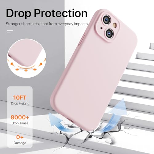 Image of GOODVISH Compatible with iPhone 15 Case, Silicone Upgraded [Enhanced Camera Protection] Phone Case with [2 Screen Protectors], Soft Anti-Scratch Microfiber Lining Inside, 6.1 inch, Sand Pink