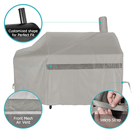 I Cover 60 Inch 600D Heavy-Duty Premium Classic Outdoor Canvas Bbq Barbecue Off-Set Khaki Smoker Cover For Weber For Char-Broil For Brinkmann For Nexgrill #TOP1