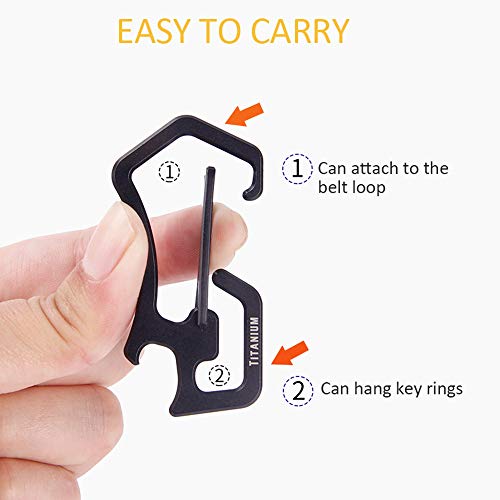 Grampo, Andoer Multitool Titanium Carabiner Keychain Chaveiros clipes com abridor de garrafas