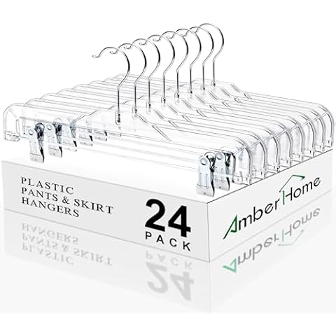 Amber Home 24 Pack Clear Plastic Hangers Cover