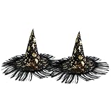 Halloween Witch Costume, Wizard Hat 2Pcak Magic Witch Hats With Wig Child Costume Unique for Kids Adults Women Boys Party Ghost Festival Prom Party Makeup Costume Props