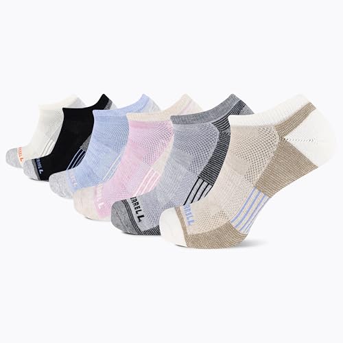 Merrell Unisex Recycled Cushion Crew Sock 6 Pair Pack, Gray Assorted, S/M4