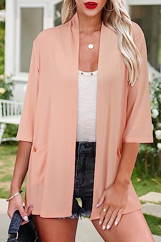 Image of ULTRANICE Cardigan for Women Lightweight Summer Sweaters 2024 Fashion Casual Tops Beach Coverup Open Front with Pockets