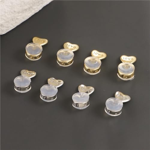80 tapones de pendientes de silicona y cobre plateado para hacer pendientes artesanales 6