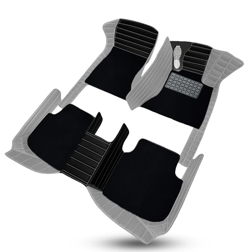Image of 9D Exclusive Foot Mat | Waterproof | Anti-Slip | PU Leather | Full Coverage | All Weather | Custom Fitted | Car Mats | Compatible with Hyundai Venue 2019 - Black Ice-Grey