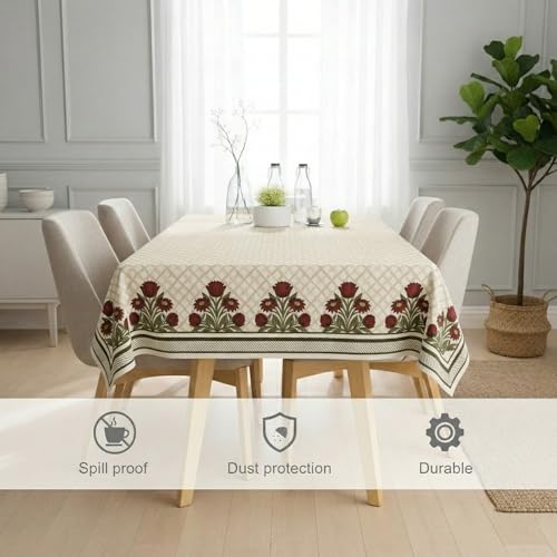 Image of STITCHNEST 'Tavola Luxe Series' Dining Table Cover 54x78 Inches | 4 Seater - 6 Seater Rectangular Dining Table Cover | Premium Fabric, Washable & Colour Fast