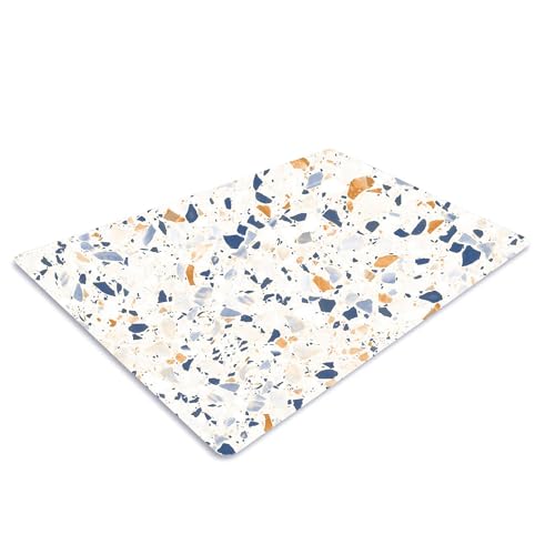 Pagnanno. Chopping Board-Catering Cutting Set-Kitchen Board-Glass Worktop Savers-Sink Chopping Board-Large-Worktop Protectors Heat Resistant-Marble Effect White & Blue - Design 19 20x30cm (Pack of 1)
