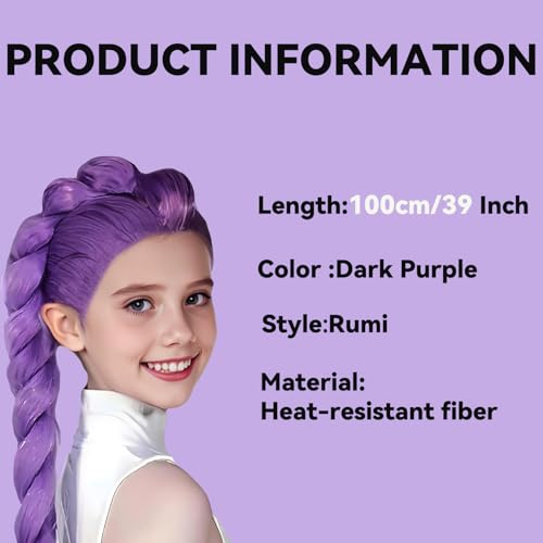 Cosplay Anime Wig, 39" All-in one Dark Purple Wig, Halloween Hair Costume Wigs for Women and Girl (D-purple-39in)2