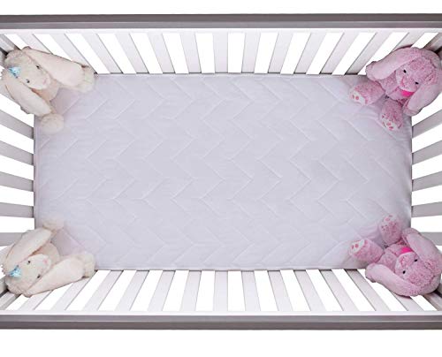 Image of Waterguard Quilted Cotton Mattress Pad - Portacrib Size - Soft, Comfortable, and Fluffy Mattress Pad - Waterproof Mattress Protector Stretched 4 inch for Snug Fit on Regular Sized Mattress