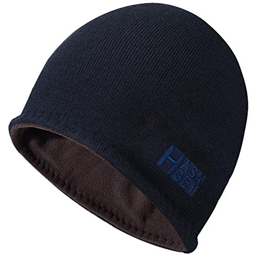 Preisvergleich Produktbild HASAGEI Mütze Herren Wintermütze Strickmütze Beanie Mütze Fleece Reversibel Winddicht Warm (Blau-braun)