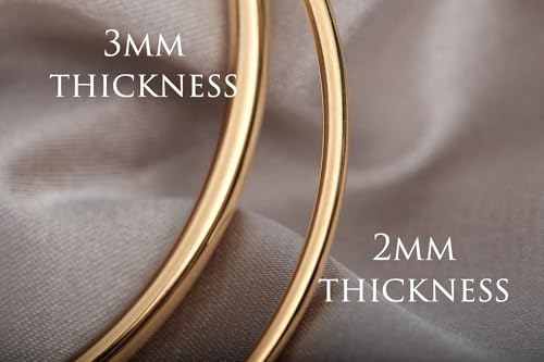 Gold PVD Coated Slip-on Bangle, Classic Minimalist Stacking Bangle4