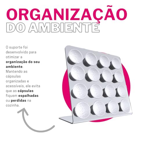 Suporte Porta Organizador De Mesa Compatível com Até 16 Cápsulas de Café Nespresso