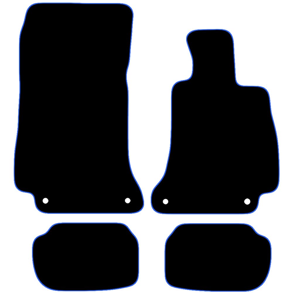 Carsio Carpet Car Mats For Mercedes Benz E Class Coupe 2017+ Tailored Fit Floor Mat Set Complete Accessory Black Custom Fitted - All Weather, Anti-Slip Backing & Blue Trim